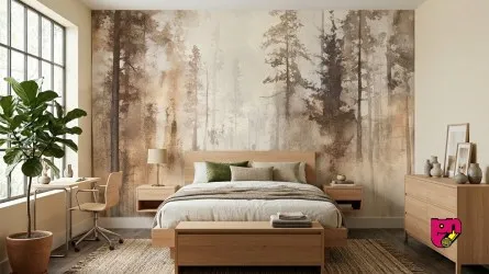 ABSTRACT TREES | Foresta con sagome di alberi watercolor